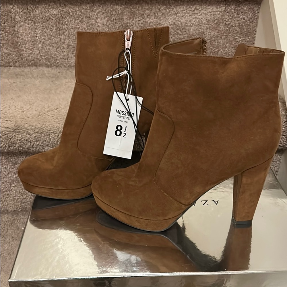 Mossimo Supply Co. Brown Heeled Boots with Suede Finish